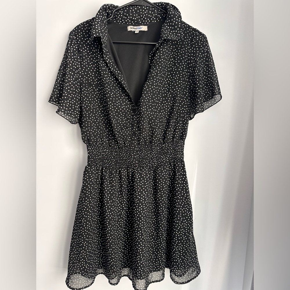 Bailey Blue Black Dress with White Dots